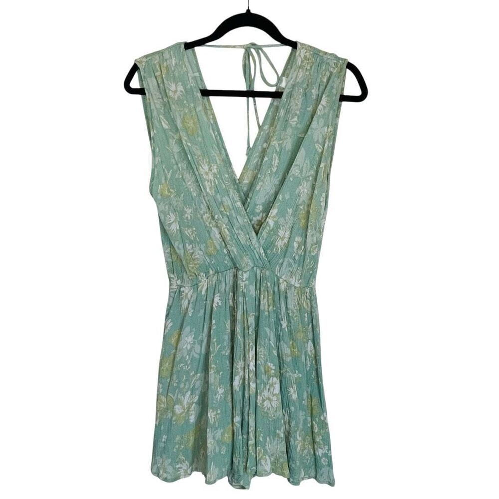 Mahina Floral Shorts Romper Sage Green Size Medium